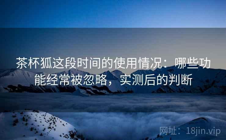 茶杯狐这段时间的使用情况:哪些功能经常被忽略,实测后的判断 茶杯狐这段时间的使用情况:哪些功能经常被忽略,实测后的判断