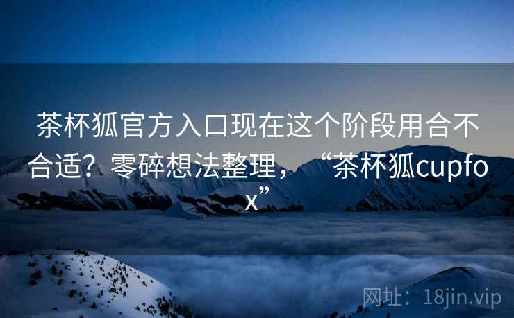 茶杯狐官方入口现在这个阶段用合不合适？零碎想法整理，“茶杯狐cupfox”